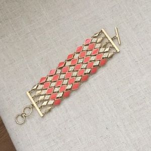 Enamel and rhinestone toggle chain bracelet